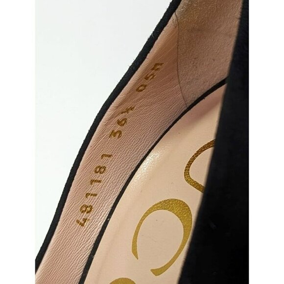 Gucci Women's Black Suede Point Toe Stiletto Heel Pump Size 36.5 (MSRP $720) - Picture 8 of 12